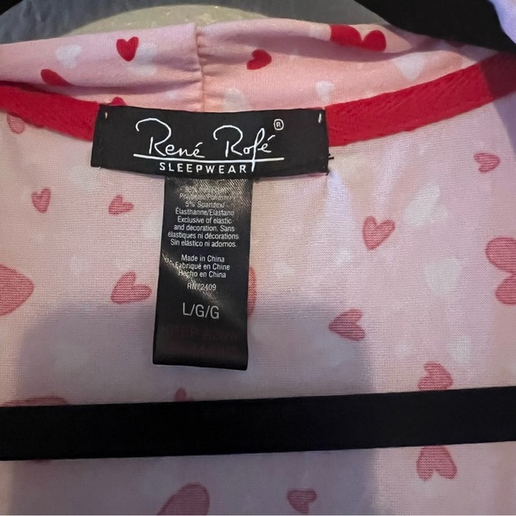 Rene' Rofe' Sleepwear Two pieces Hearts, Size Large Belted, Red, Pink - Picture 5 of 5